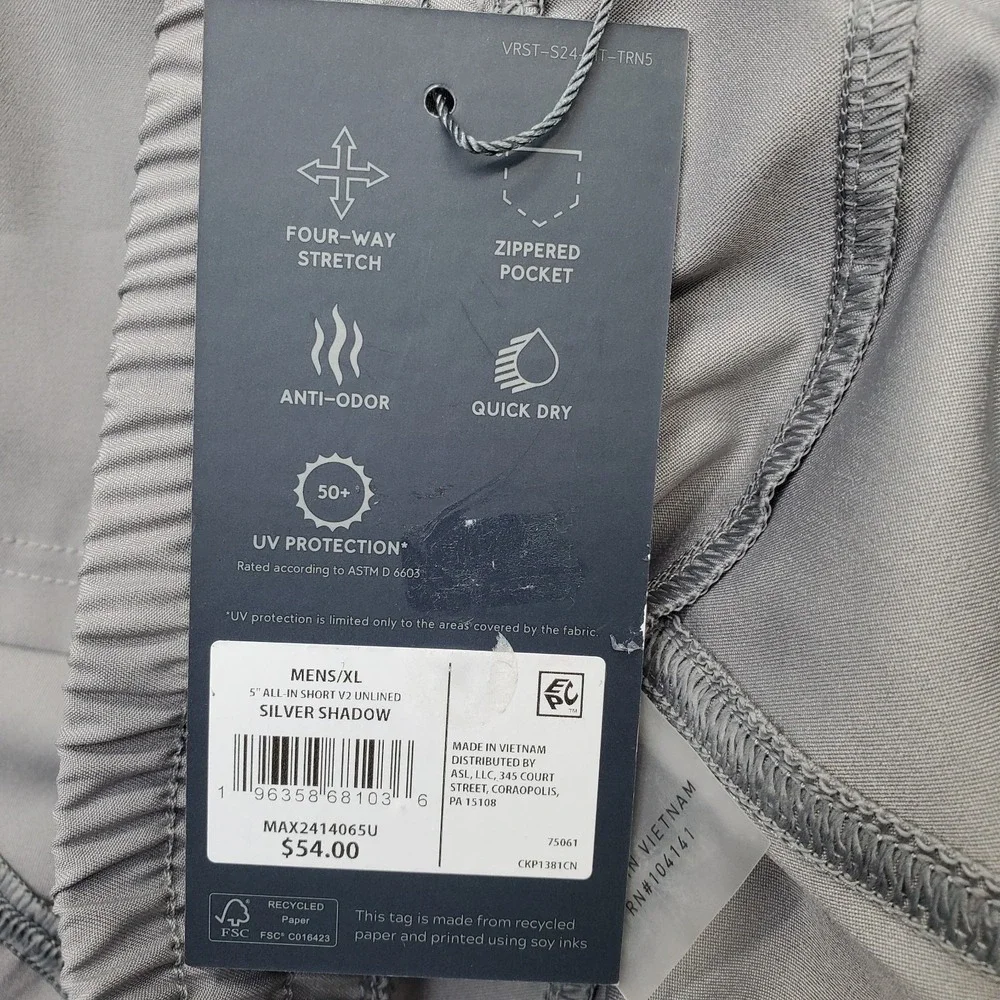 VRST Golf 5 All-in Unlined Shorts Mens‎ XL Gray Relaxed Fit Performance UPF 50+